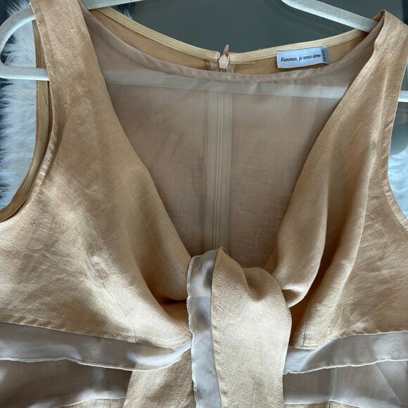 Femmes Je Vous Aime Tan Linen Dress Size Medium / Large - Picture 5 of 11